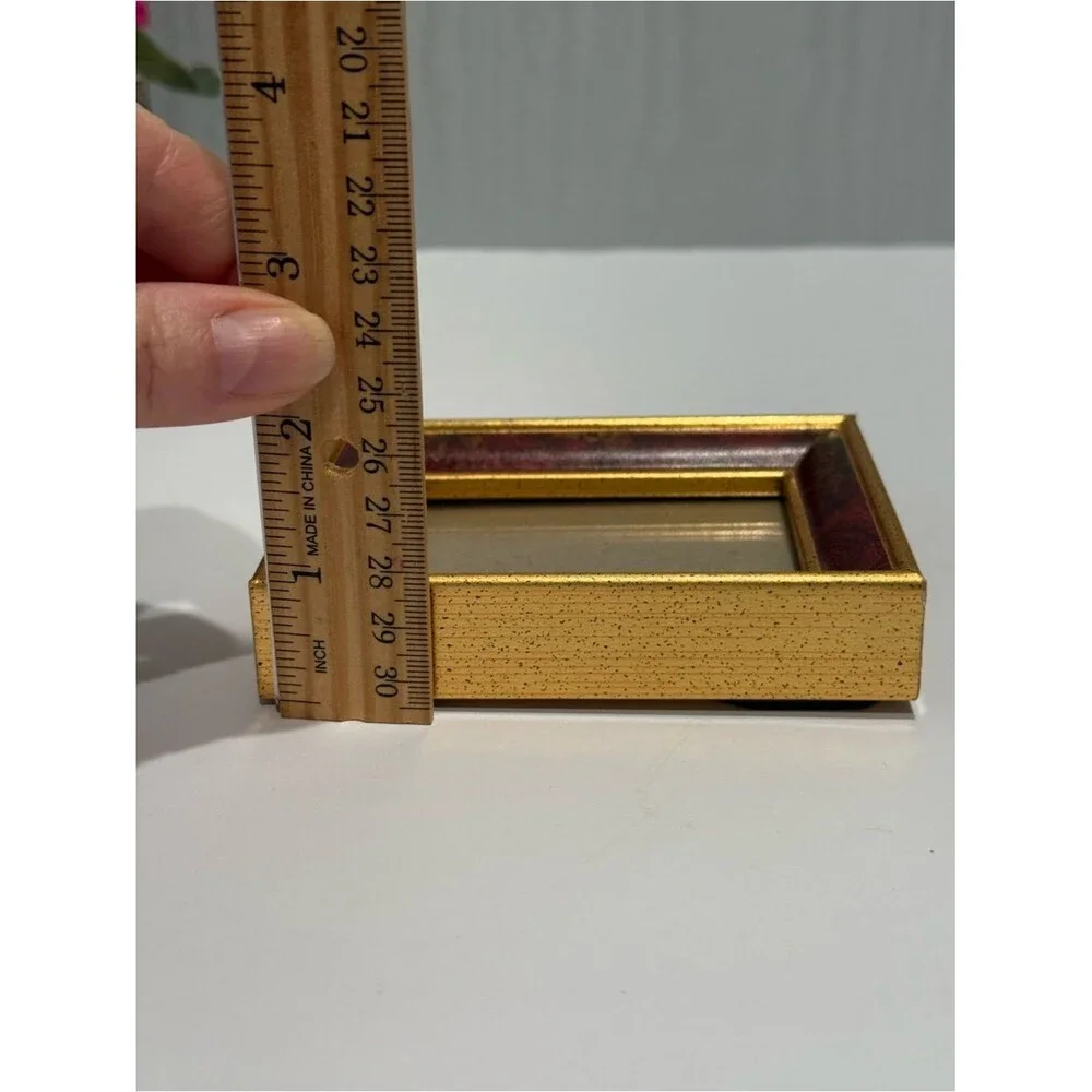 Miniature Gold Burgandy Picture Photo Frame 2x3